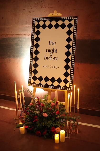 Signage and Floral detail — Sangeet decor — Alila Diwa Goa